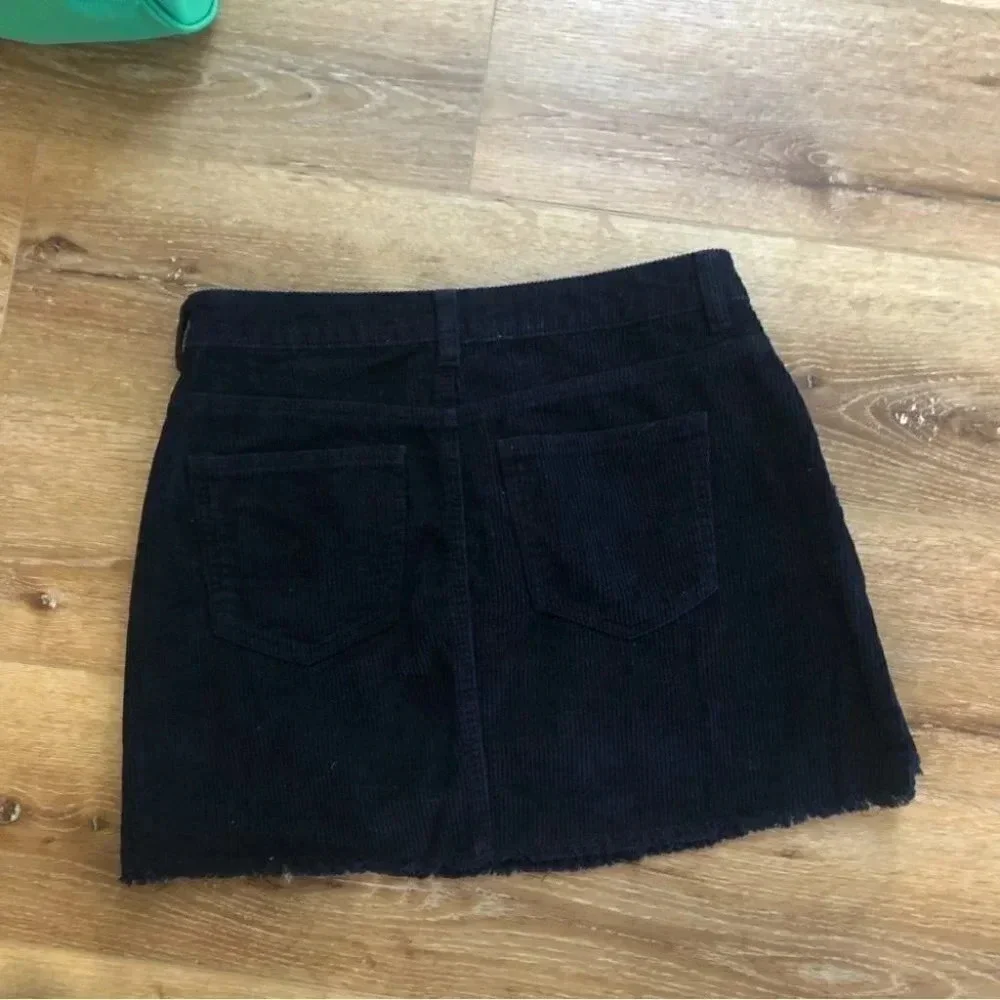 Indigo Reign Navy Raw Edge Button Up Corduroy Skirt Size 5 GUC